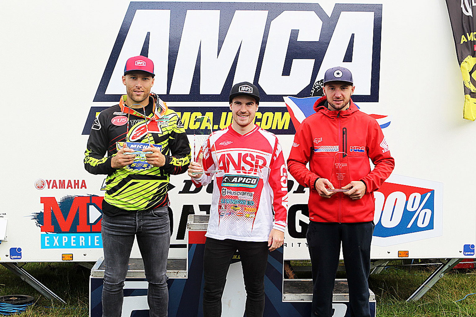 MX1 top three with left to right, 2nd Luke Burton, winner Ryan Crowder and Shane Carless 3rd